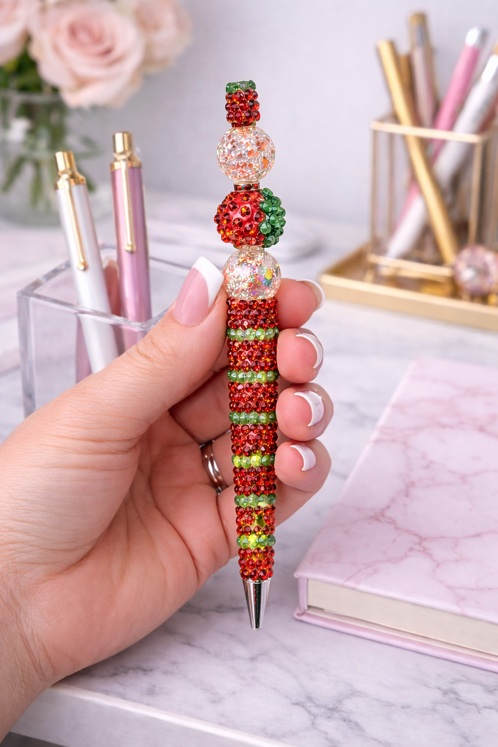 Strawberry Glam Bling Pen 🍓✨❤️